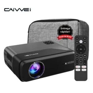CAIWEI A8 Projetor Portátil Full HD 1080P com Google TV 4K Foco Automático Home Theater WiFi 6 Áudio Dolby Projetor Inteligente para Ambientes Externos