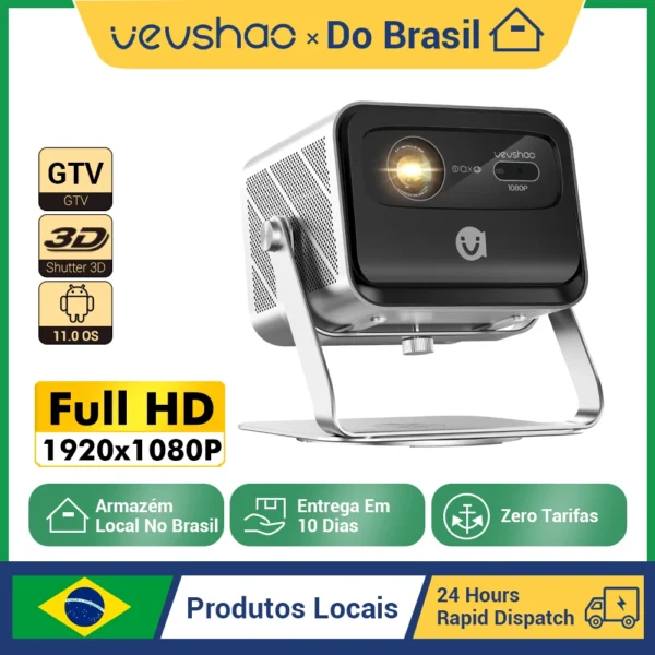 Vevshao v80 4k projetor completo hd1080p 2200 ânis lumens android 11.0 wifi 6 projetores de cinema em casa de vídeo com suporte base