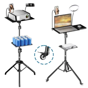 Bandeja Laptop Projetor Tripé Suporte, Altura ajustável, DJ Mixer Standing Desk, Mesa do computador ao ar livre, 90 cm, 125 cm, 145cm