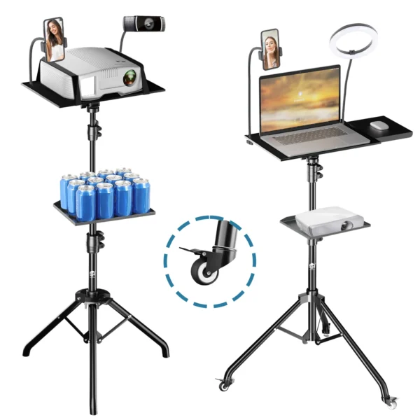 Bandeja Laptop Projetor Tripé Suporte, Altura ajustável, DJ Mixer Standing Desk, Mesa do computador ao ar livre, 90 cm, 125 cm, 145cm
