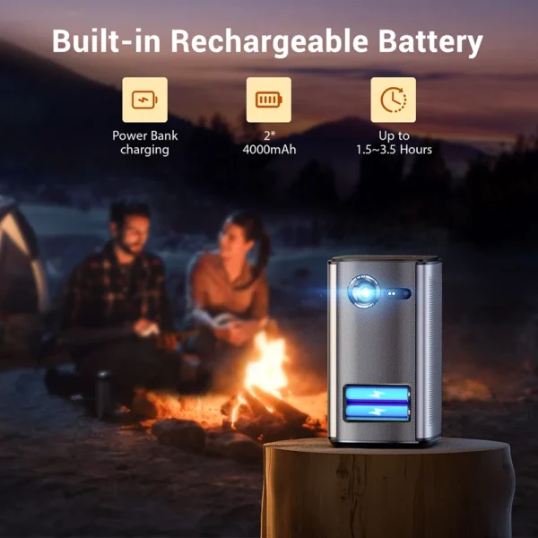 BYINTEK-P70 Mini projetor portátil, 3D, 4K, projetor 4k portátil,DLP, foco automático, Android inteligente, Wi-Fi, LED, 1080P, Home Theater, projetores de vídeo com massa - Imagem 2