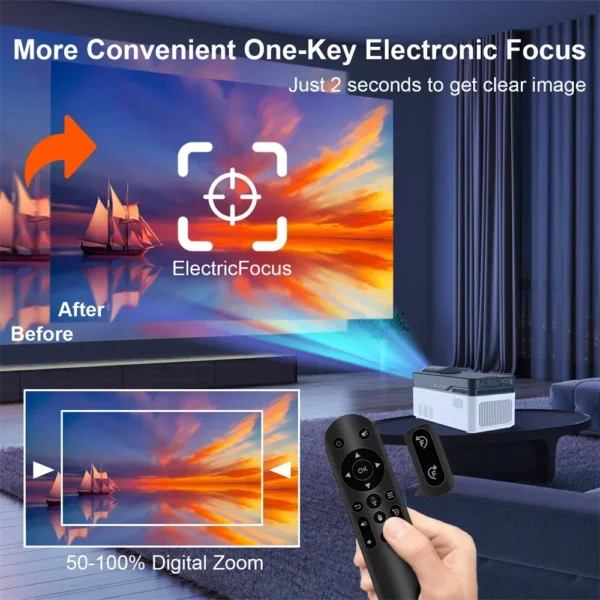 Projetor de lançamento ultracurto 8K 4K 1080P 900ANSI BT5.4 WiFi6 Allwinner H716 Projetor de foco eletrônico Android 11 HY450 - Imagem 6