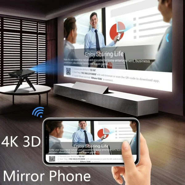 SmartIdea-Projetor Inteligente DLP, Beamer, Bateria BT, AirPlay embutido, Miracast, 3D, 4K, HD, AC3, Android, Wi-Fi, Novo - Imagem 3