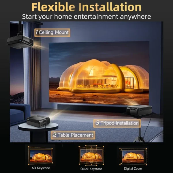 Projetor 4K Full HD 1080P para filmes Android WiFi Projetor de feixe de home theater Projetor de feixe de reunião de filmes de vídeo ao ar livre - Imagem 5