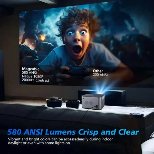 Magcubic HY350 Pro 580ANSI Projetor Android 11 4K 1080P Wifi6 Controle de Voz Allwinner H713 Foco Eletrônico BT 5.0 Home Cinema - Imagem 3