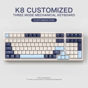 K8 100 teclas teclado mecânico sem fio conexão tri-modo, troca quente de chave completa, efeitos de iluminação, estrutura de silenciador de junta, laptops