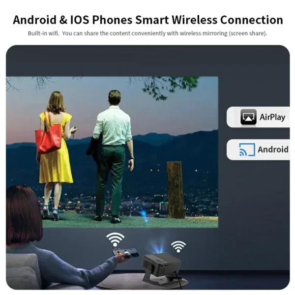AUN A32 MINI Projetor Suporte Home Theater Portátil LED Projetor WIFI Espelho Android IOS Telefone Tablet Computador 4K 1080P Filme - Imagem 5