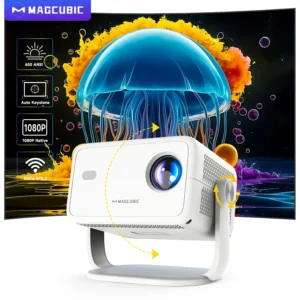 Nativo magnético 1080P 650ANSI 4K Android 11 L018 360 ° Projetor com mouse automático Keystone Focus Air Mouse Wifi6 BT5.2 portátil ao ar livre