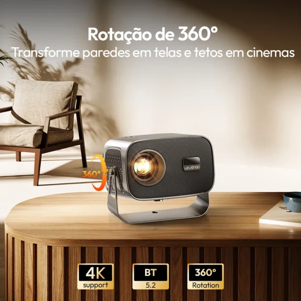 Vevshao a12 projetor mini portátil led vídeo android 11.0 wifi 6 espelho smartphone para 1080p 4k vídeo projetor de cinema em casa - Imagem 2