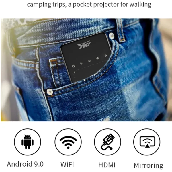 Smartldea Novo Mini Projetor Portátil Inteligente Android9.0 WIFI Vídeo Pico LED Projetor DLP Home Theater Full HD 1080P 4K Cinema 3D - Imagem 2