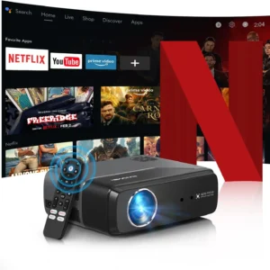Projetor LED inteligente 4K HDR Android TV 11 1080P Full HD 5G WiFi Suporte de foco automático Dolby Áudio Portátil Home Theater Cinema IPTV