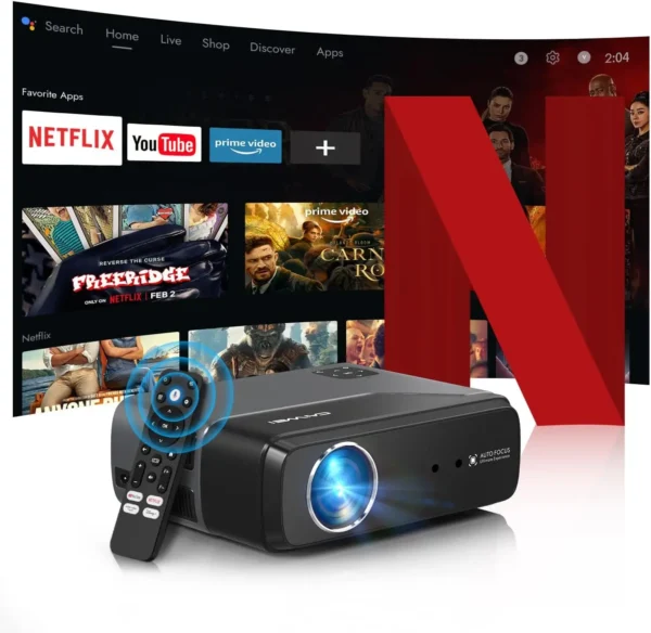 Projetor LED inteligente 4K HDR Android TV 11 1080P Full HD 5G WiFi Suporte de foco automático Dolby Áudio Portátil Home Theater Cinema IPTV