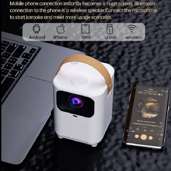Projetor laser 4k ultra curto alcance android 13 controle de telefone móvel feixe de baixo ruído mini home studio cinema 200lmansi wifi 5g - Imagem 2