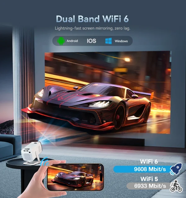 Pg310 300ansi 4k projetor android 11 projetor wifi6 bt5.4 mini projetor portátil cinema em casa inteligente pk hy320 mini projetor - Imagem 5