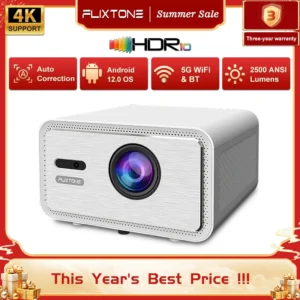 Flixtone D9W Mini Projetor 2500 ANSI full hd 1080P 4k Projetores para Filmes Feixe Android Smart tv Vídeo LED Home Theater