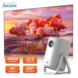 Everycom R16 Full HD 1080P Projetor 4K Inteligente Bluetooth WiFi 6 Android 12 16000 Lumens Foco Automático Projetores de Cinema Home Theater