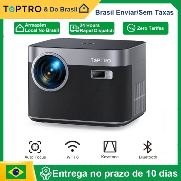 Projetor TOPTRO X7 4K Android 9.0 26000 Lumens nativo 1080P WiFi6 Projetor Bluetooth Foco automático/Keystone Home Theater ao ar livre