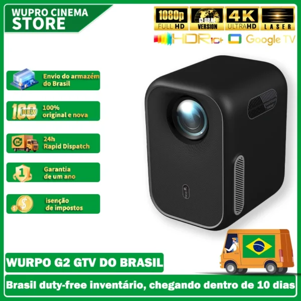 Projetor wupro g2 full hd gtv laser nativo 4k hdr10 1920p wifi6 para home theater dolby áudio visão projetores inteligentes portáteis