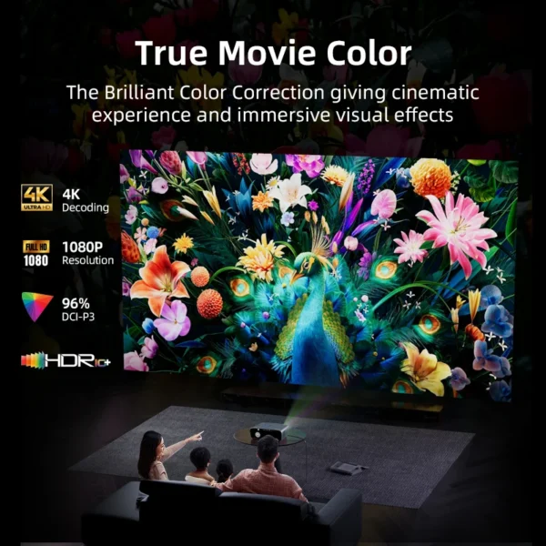 [2000 ANSI e Google TV] Projetor de TV inteligente de filmes 4K WiFi Projetor de vídeo doméstico com foco automático Projetor inteligente Netflix e Google Play - Imagem 4