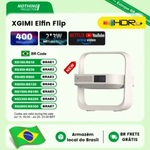 Frete Grátis no Brasil e Envio Rápido, HOT XGIMI Elfin Flip Projetor portátil com suporte 400 ISO Lumens Design compacto e inteligente Projetor LED+Laser DLP 1080p para cinema em casa com Netflix licenciado