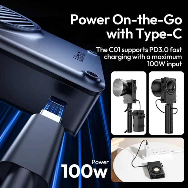 Ulanzi c01 100w luz cob portátil 2700k-6500k bicolor potência leve para câmera fotografia smartphone vlog streaming ao vivo - Imagem 6