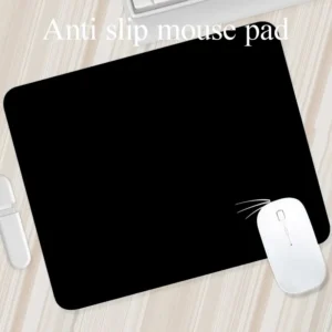 Tapete de mouse de borracha antiderrapante, Almofada para computador pequeno, Universal Desktop e Laptop, Preto simples e puro, Esports, Escritório