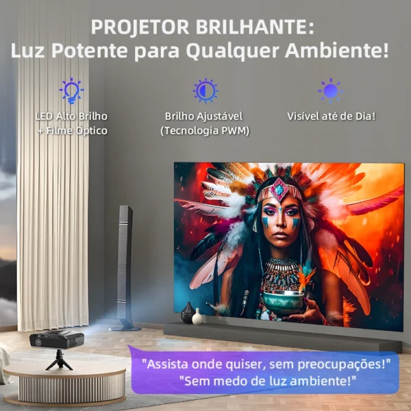 Projetor 4k uhd 5g wifi 2000 ansi lumens filme luz do dia projetor karaokê home theater smart tv projetor bt 5.4 1080p full hd - Imagem 3