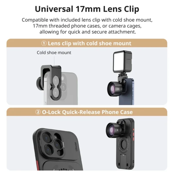 Ulanzi Lente Móvel Universal 75mm Macro/8mm Fisheye/16mm Grande Angular/60mm Telefoto Lente de Telefone para Fotografia Videografia - Imagem 3