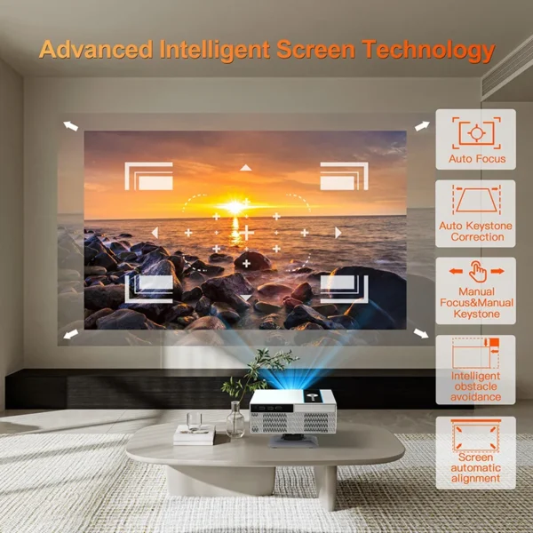 Xnano X6 Novo produto Projetores Full HD 1080P 380 ANSI Lumens Vídeo Home Theater Android 13 5G WiFi BT5.2 Projetor de feixe de LED - Imagem 4