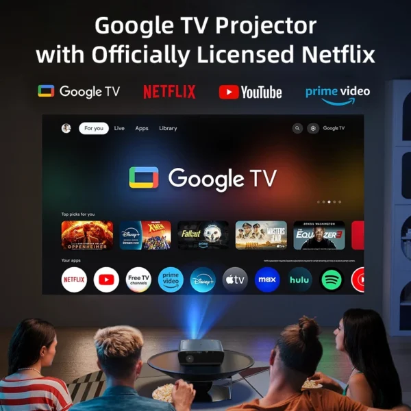 Projetor CAIWEI S7+ Google TV para filmes 4K Full HD 1080P Android 14 2000 ANSI Vídeo Home Theater Projetores inteligentes com Dolby - Imagem 2