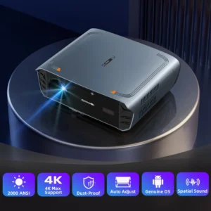 [2000 ANSI e Google TV] Projetor de TV inteligente de filmes 4K WiFi Projetor de vídeo doméstico com foco automático Projetor inteligente Netflix e Google Play