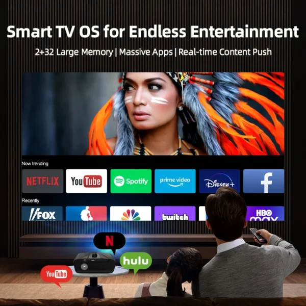 Projetor 4k uhd 5g wifi 2000 ansi lumens filme luz do dia projetor karaokê home theater smart tv projetor bt 5.4 1080p full hd - Imagem 2