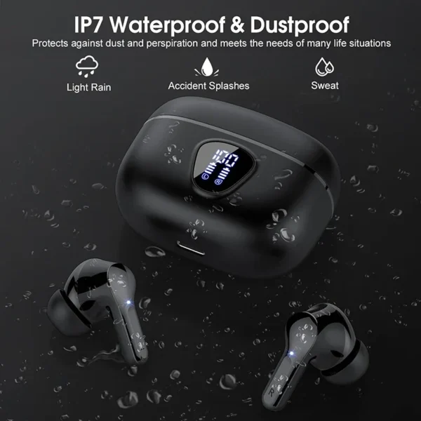 Novos fones de ouvido sem fio estéreo alta fidelidade bt5.3 com cancelamento ruído enc 48h display led fones ip7 à prova dip7 água - Imagem 2