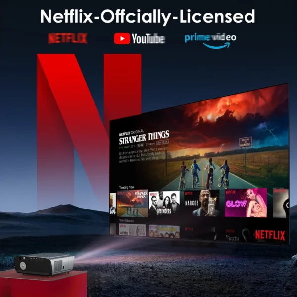 CAIWEI S7+ [com licença oficial da Netflix] Projetores domésticos Android 14 4K Ultra HD para filmes com foco automático Dolby 2000 ANSI - Imagem 2
