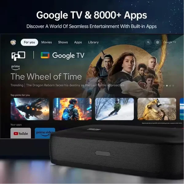 Projetorstar h2 mini 1000ansi projetor de curto alcance 4k 8k suporte filme laser triplo google tv 5g wifi vídeo projetor de cinema em casa - Imagem 4