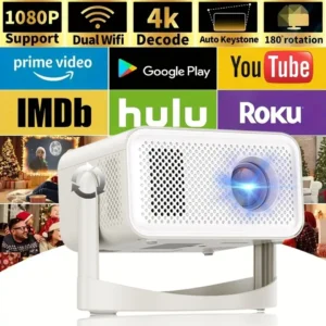 HT23 PLUS Projetor Portátil Nativo 1080P Android11 Auto Focus Keystone 4K 650ANSI 360 ° Gire Wifi6 BT5.2 Home Theater
