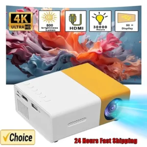 Projetor inteligente 2025 de 1000 lúmens, WiFi 6 Bluetooth 5.3, Android 12 com foco automático, 4K HD para home theater e acampamento ao ar livre
