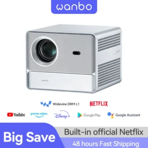 Projetor Wanbo DaVinci 1 Pro Google TV11.0 Projetor 1080P 4K Home Theater Foco automático 5G WiFi Bluetooth Projetor portátil