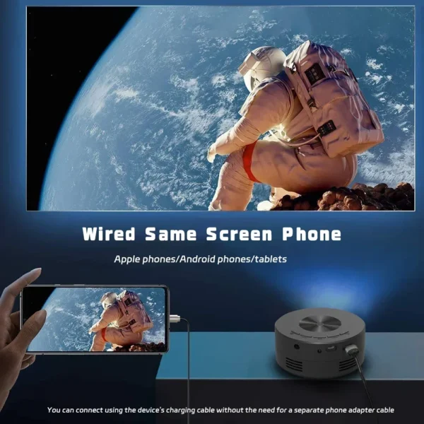 Mini Projetor de Home Theater, 180 ° Ângulo de projeção flexível 1080P USB nativo suporta compartilhamento de tela de smartphone adequado para casa - Imagem 6