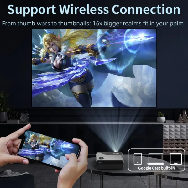 CAIWEI A8 Projetor Portátil Full HD 1080P com Google TV 4K Foco Automático Home Theater WiFi 6 Áudio Dolby Projetor Inteligente para Ambientes Externos - Imagem 4