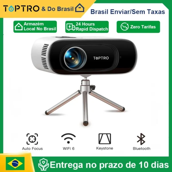 TOPTRO TR26 Mini Projetor Full HD Suporte 1080P 16000 Lumens Auto Keystone WiFi Bluetooth Projetor de Vídeo Portátil Home Theater