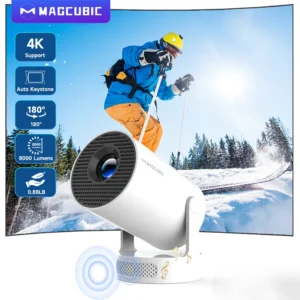 Magcubic HY300 Pro + 4K Android 11 Projetor 8000 Lumens WiFi 6 Projetor de Filme Portátil Home Alto-falante Embutido 720P HD Suporte