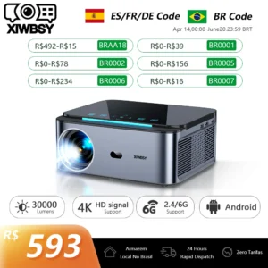 Xylbsy 30000 lúmens 4k wifi projetor 6g wifi autofocus projetor android tv home theater luz do dia hdr projetores de vídeo 8k decodificação