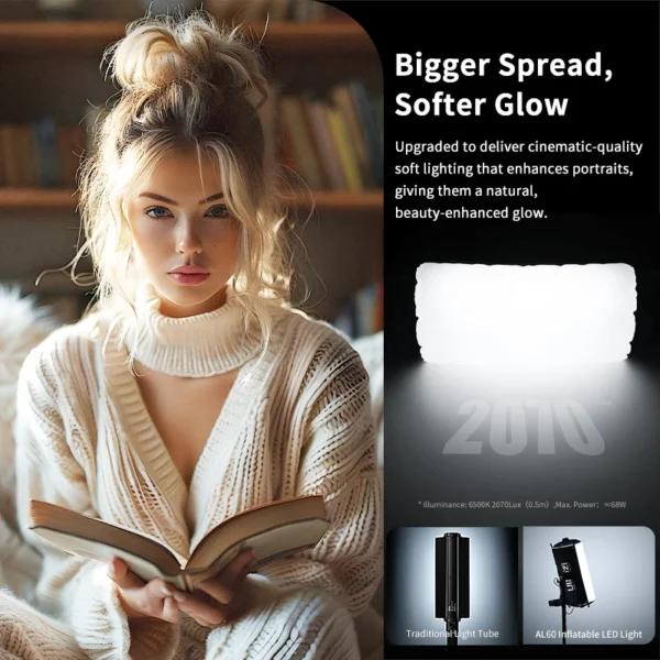 Ulanzi AL60 60W Luz LED inflável CRI 96+ para fotografia de retrato TVC com carregamento tipo C Lâmpada dobrável para tiro ao ar livre - Imagem 5