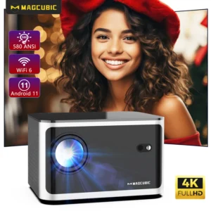 Magcubic 580ANSI Projetor de foco automático Android 11 4K 1080P Wifi6 Controle de voz Allwinner H713 BT5.0 Home Cinema HY350 Pro