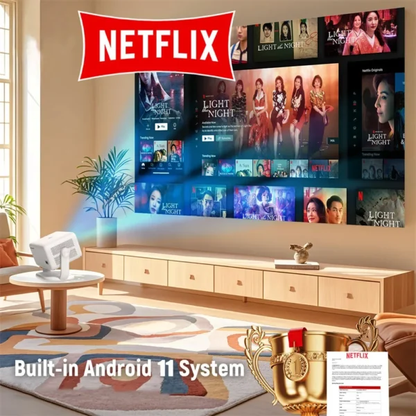 Salange 360 ° Projetor nativo 1080P 650ANSI 4K Android 11 com foco automático Keystone Air Mouse Wifi6 BT5.2 Filme portátil ao ar livre - Imagem 4
