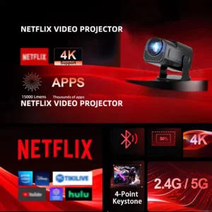 2025 novo projetor 4K nativo de alta definição 1080P duplo projetor portátil de cinema Wifi6 com sistema Android integrado, adequado f