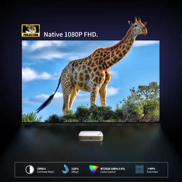 Wupro G3 UST Projetor de laser triplo 4k Google TV 650 ANSI Lumens Foco automático WiFi Projetores de lançamento ultracurto para cinema em casa - Imagem 2