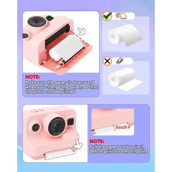 Recarga de impressão instantânea para câmera infantil, impressão térmica, sem BPA, branco, não adesivo, rolos de impressão fotográfica, 57x25mm - Imagem 3