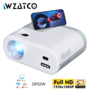 Popular wzatco dp02 portátil inteligente projetor led android 11.0 wifi 1080p filme vídeo projetor lcd com teto freestyle